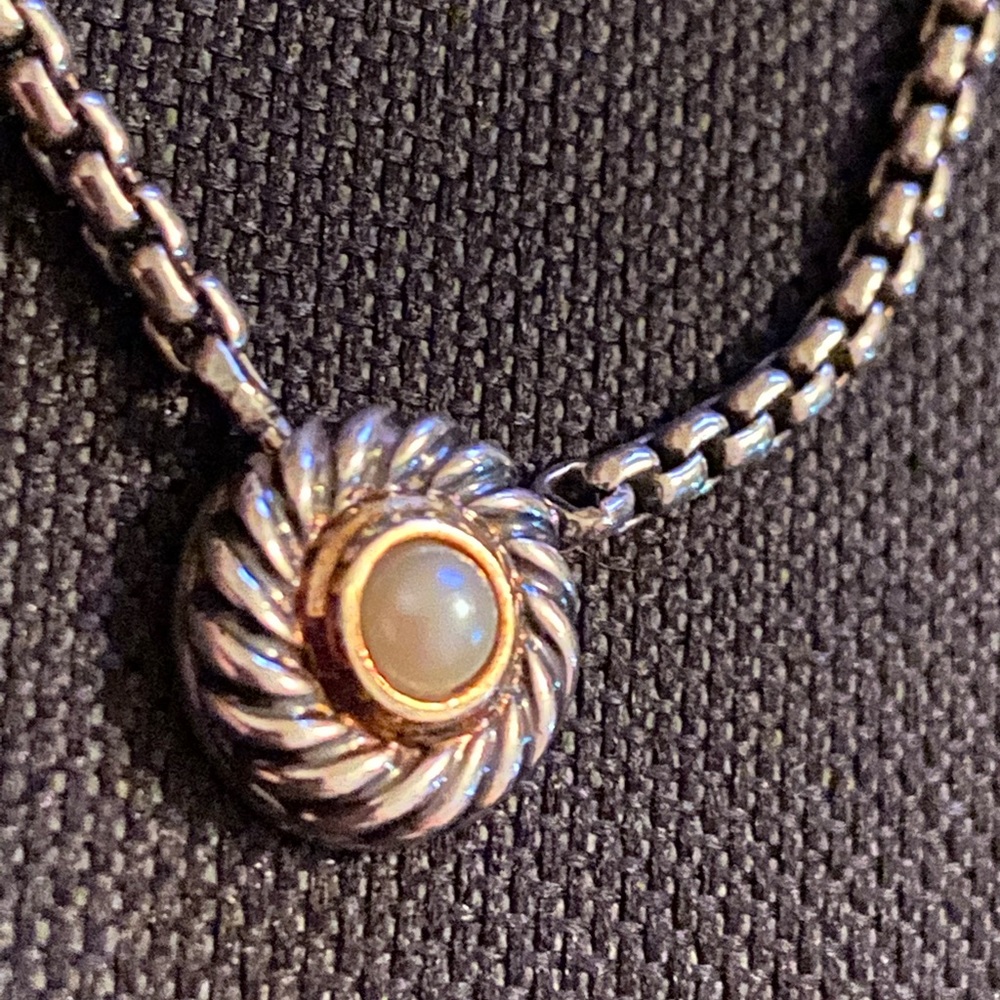 David Yurman 14 karat gold 925 Pearl necklace 16 , - Picture 7 of 9
